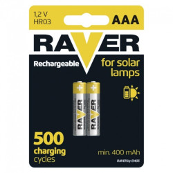 Batéria RAVER SOLAR HR03 nabíjateľná batéria 400 mAh bal. 2 ks AAA tužka