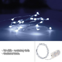 LED - svetelný drôt 30 LED studená biela