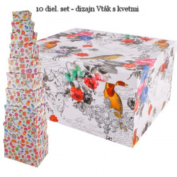 Darčekové boxy - set 10 ks - Vták s kvetmi